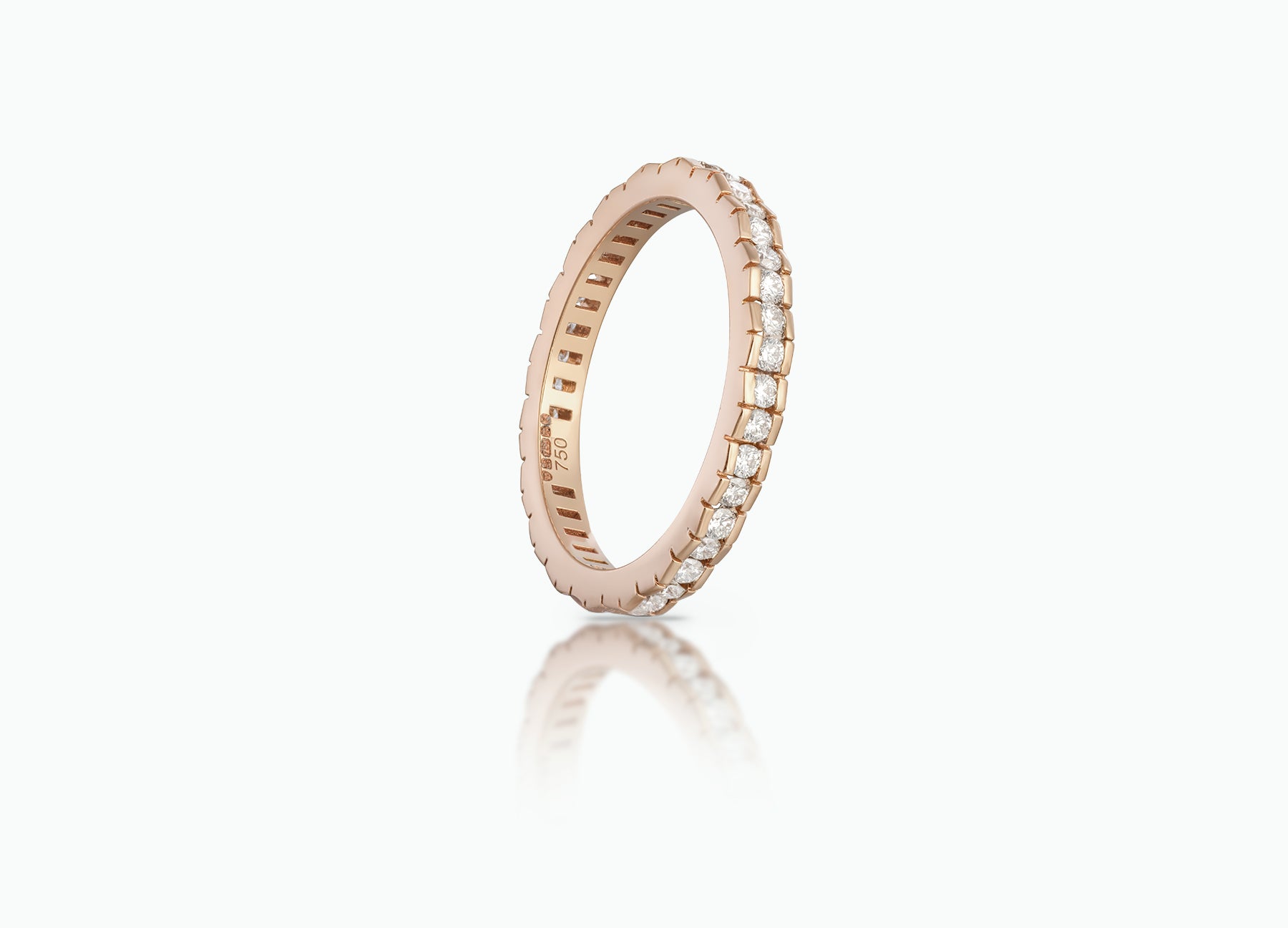 Eternity Stack Ring crafted from 18k rose Gold and set with round Diamonds.